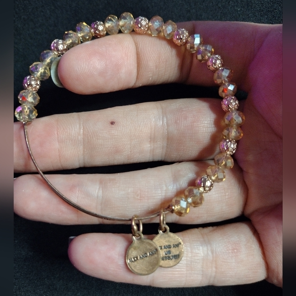 Alex And Ani Splendor Caramel Beaded Bangle Bracelet - Picture 7 of 8